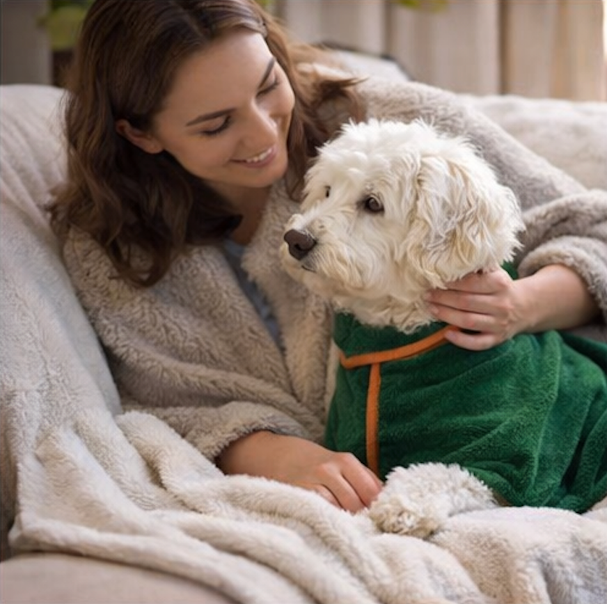 Peignoir chien ultra-absorbant microfibre séchage rapide - serviette bain AnimaFeel