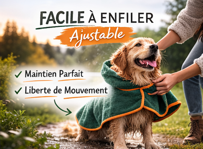 Peignoir après bain pour chien - couvre corps et pattes
