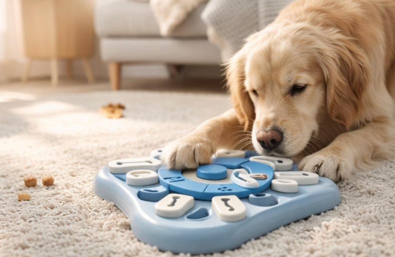 Puzzle anti-glouton bleu pour chien et chat - ralentit repas