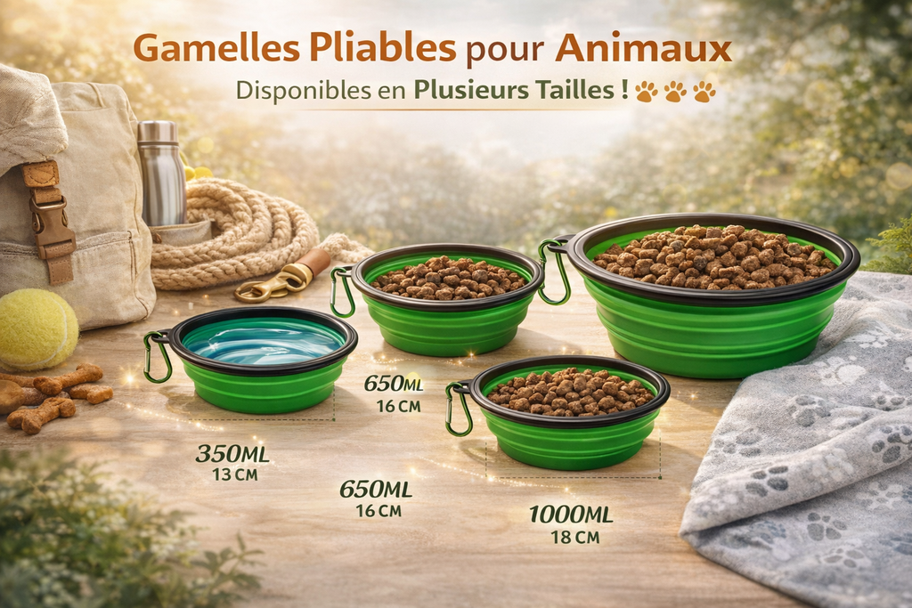Gamelle pliable silicone chien chat nomade 2-en-1 - voyage randonnée AnimaFeel