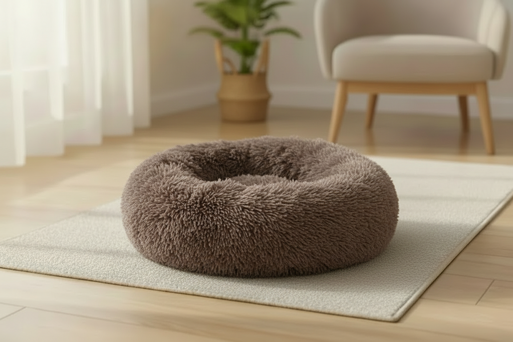 L'Aura de Soie – Panier Apaisant "Donut" en Fourrure de Nuage