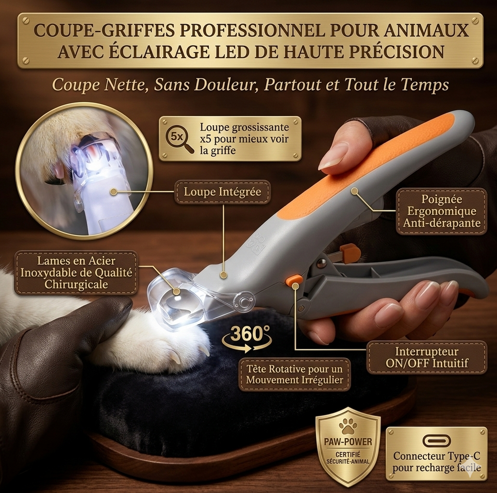 Coupe-Ongles LED Professionnel – Coupe Sécurisée pour Animaux