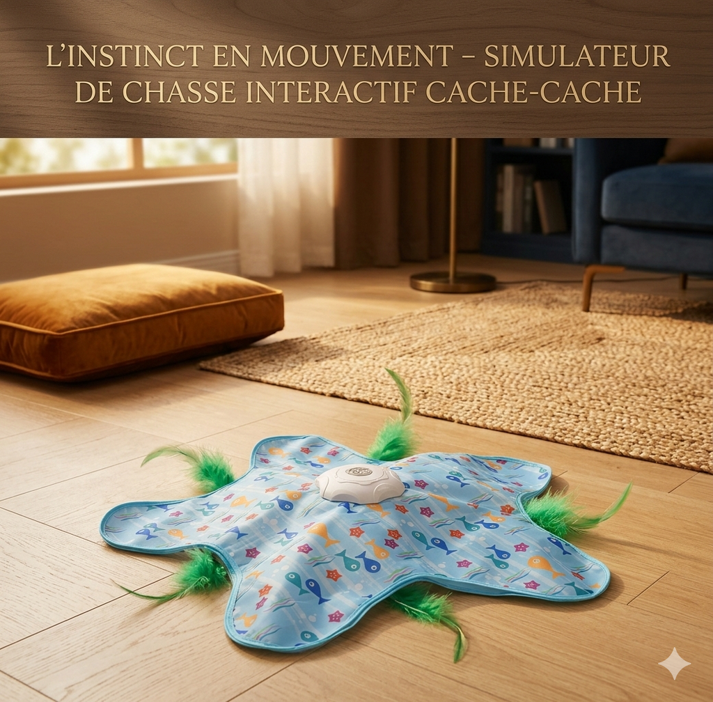 Jouet interactif bleu et vert pour chat - instinct prédateur stimulé
