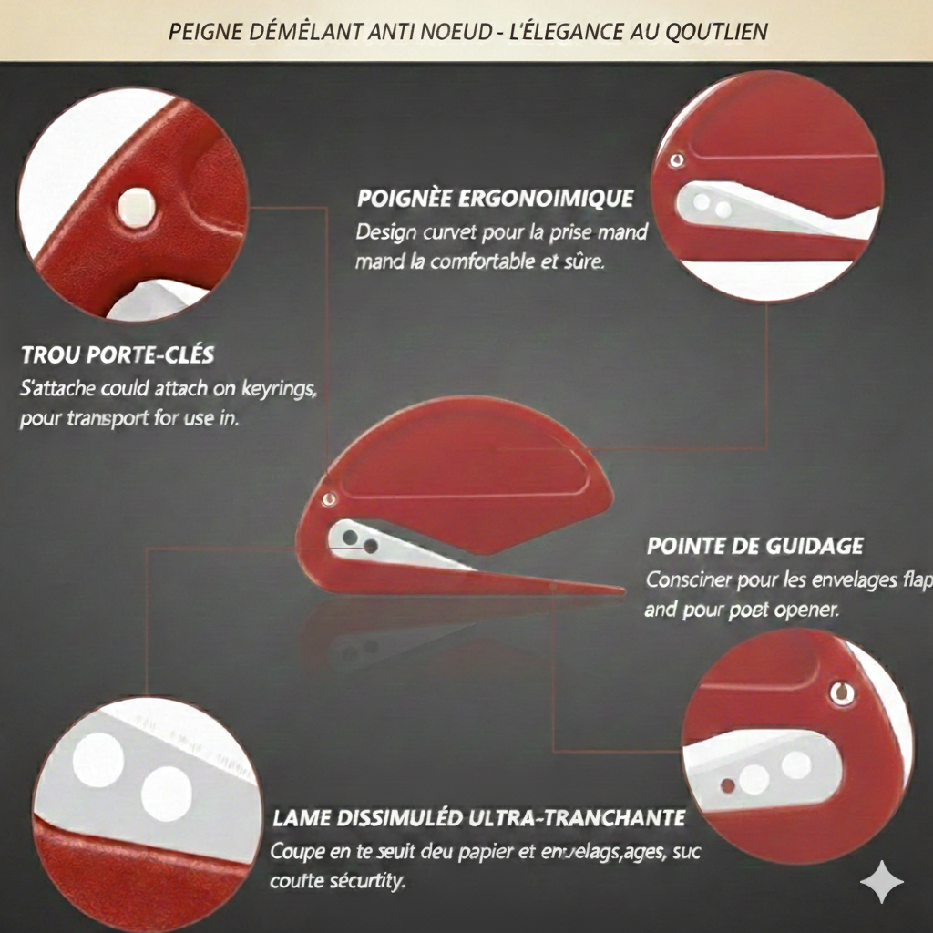 Peigne Démêlant Anti-Nœuds – Lame Sécurisée en Acier Inoxydable