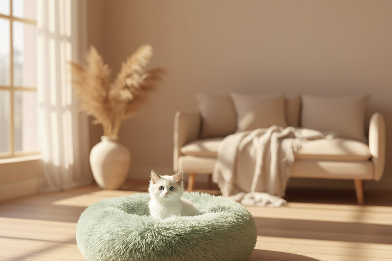 L'Aura de Soie – Panier Apaisant "Donut" en Fourrure de Nuage