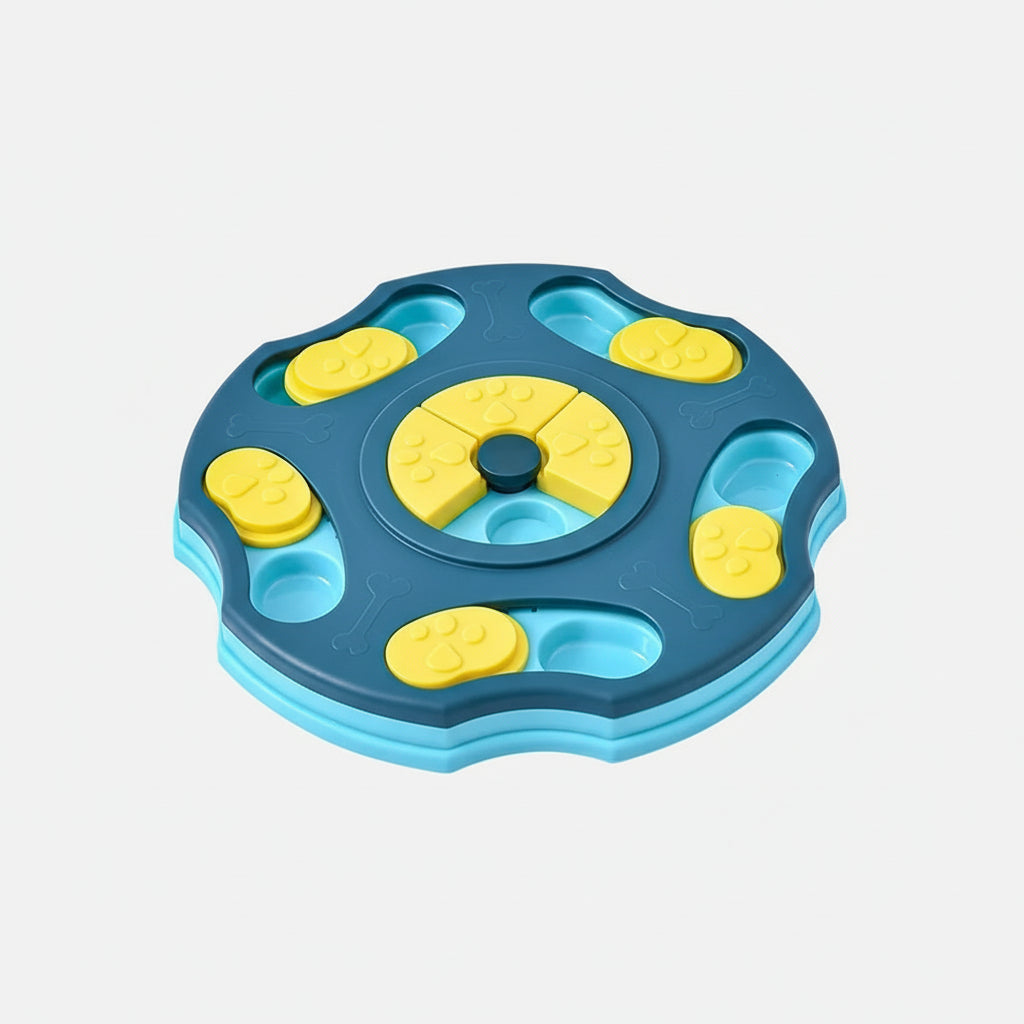 Plateau interactif bleu pour chien - jeu d'éveil et de réflexion