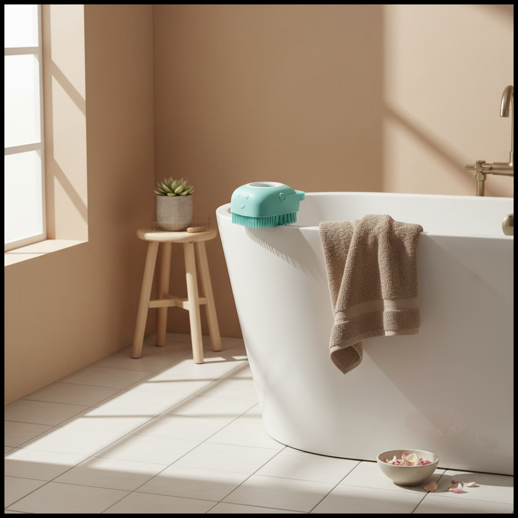 Brosse de toilettage dans la baignoire